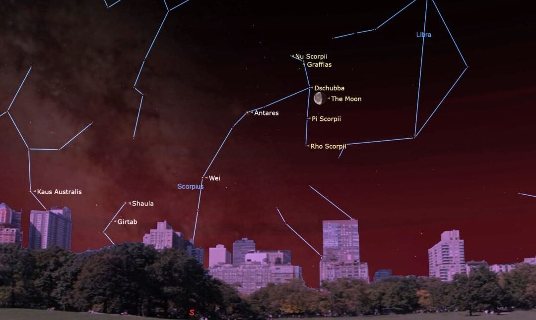 See the moon in the grip of the scorpion’s claws on March 13