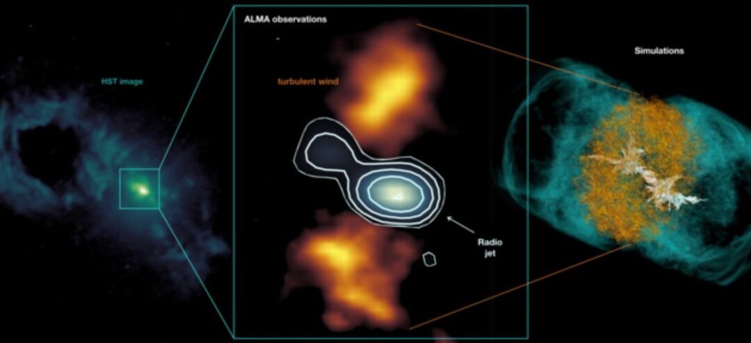 Giant black hole’s relativistic jets blowing bubbles in Teacup Galaxy