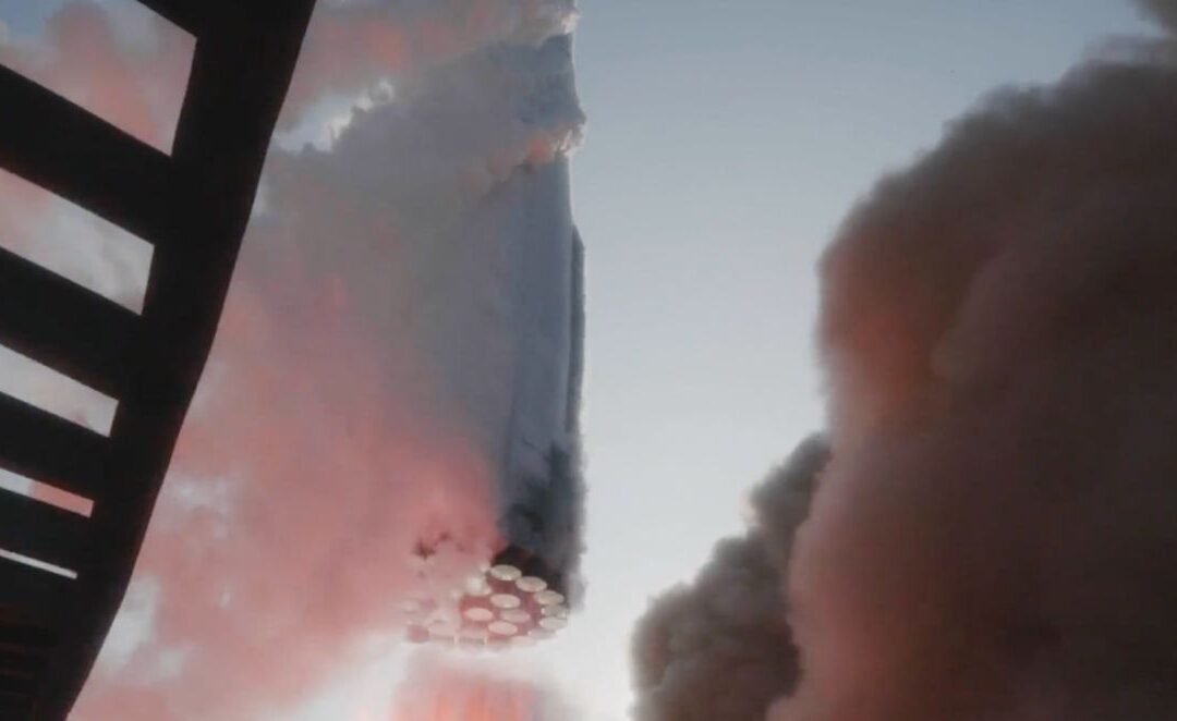 See SpaceX Starship lift off in slo-mo launch tower video