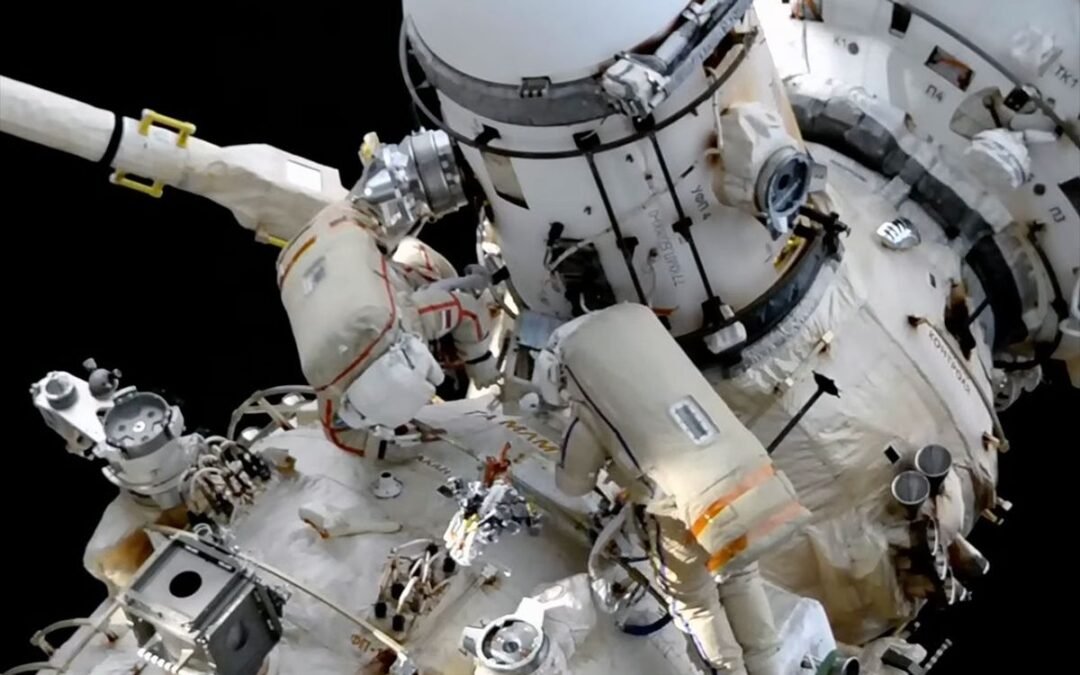 Russian cosmonauts relocate airlock on International Space Station spacewalk