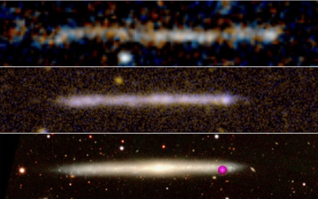 Runaway black hole with tail of stars may be galaxy in disguise
