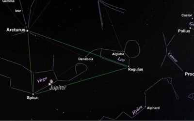 See the stars of the Spring Triangle reach high in the sky this month