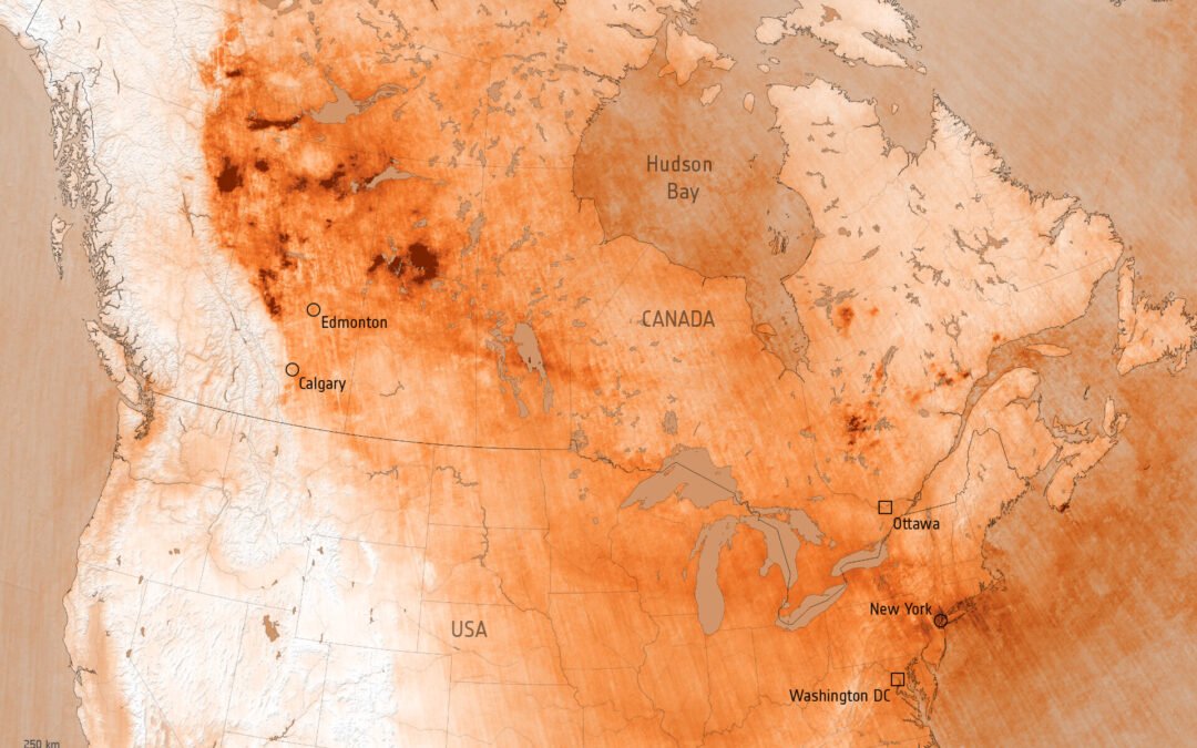 Carbon monoxide from fires in Canada