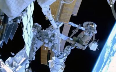 Russian cosmonaut becomes 1st to ride European robotic arm on ISS spacewalk