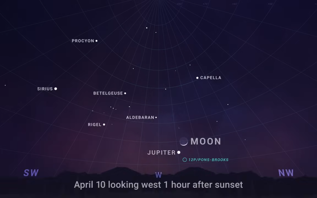 See Jupiter close to a crescent moon (Mars near Saturn, too) in the ‘View a Planet Day’ night sky