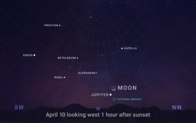 See Jupiter close to a crescent moon (Mars near Saturn, too) in the ‘View a Planet Day’ night sky